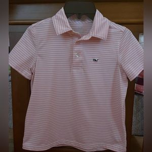Boys Vineyard Vines golf shirt in pink and white stripe! size 7